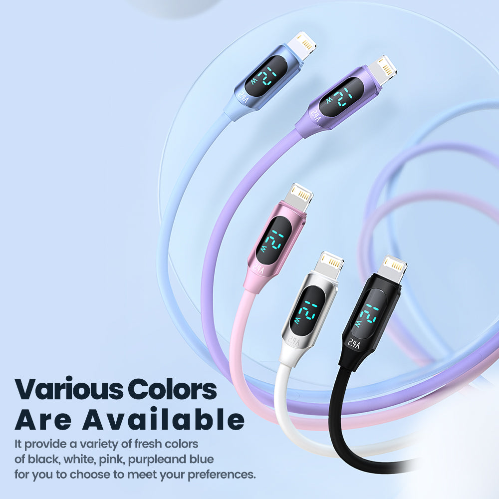 TOOCKI TQ-X55A1 2m Digital Display 2.4A USB to Lightning Liquid Silicone Data Cable TOOCKI TQ-X55A1 2m Digital Display 2.4A USB to Lightning Liquid Silicone Data Cable